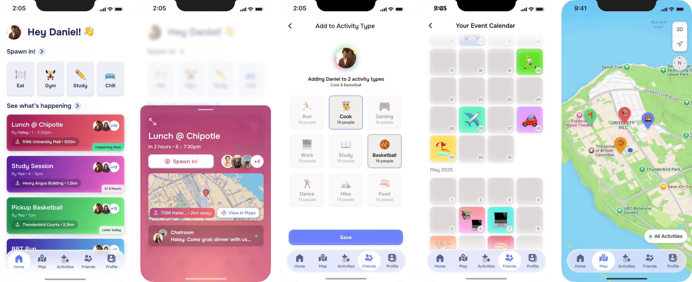 Wireframes of current implemented designs