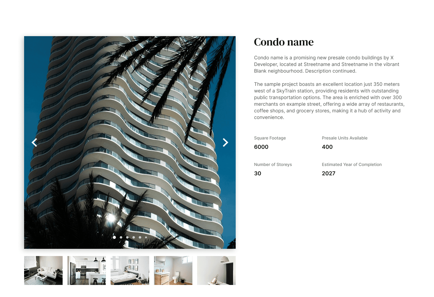 Summary of property details and features.